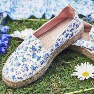 LoveShackFancy x Manebi Women's Platform Espadrille Blue Floral 37 6.5
